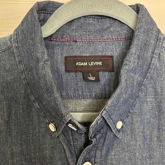 Adam Levin Men's Dark Wash Blue Denim Long Sleeve Button Down Casual Shirt Large - Picture 2 of 11